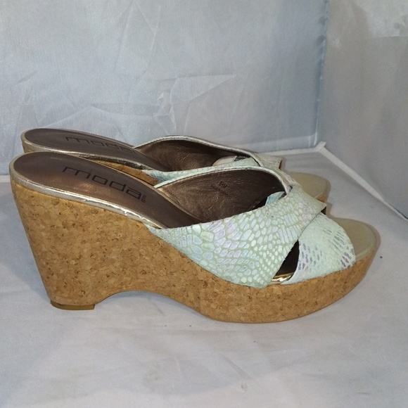 MODA SPANA Pastel Faux Snakeskin Wedge Sandals - Picture 3 of 8